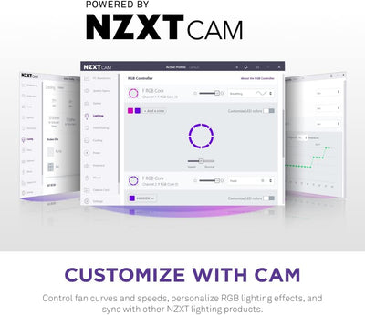 NZXT F120 RGB Core – 120 mm nabenmontierter RGB-Lüfter – 8 einzeln ansteuerbare LEDs – Halbtranspare