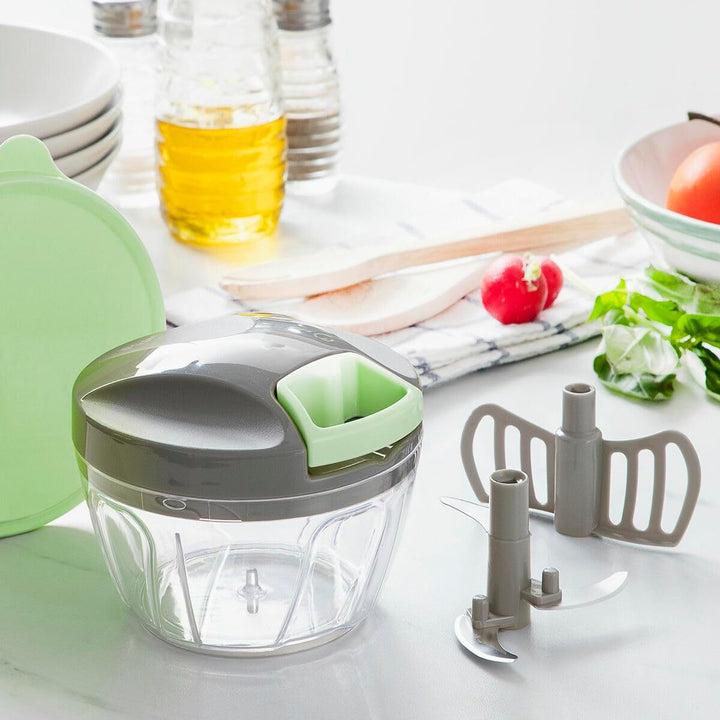 InnovaGoods - Manueller Mini-Zerkleinerer mit Seilzug Spinop, 400 ml Kapazität, Schnelles Hacken, Ei