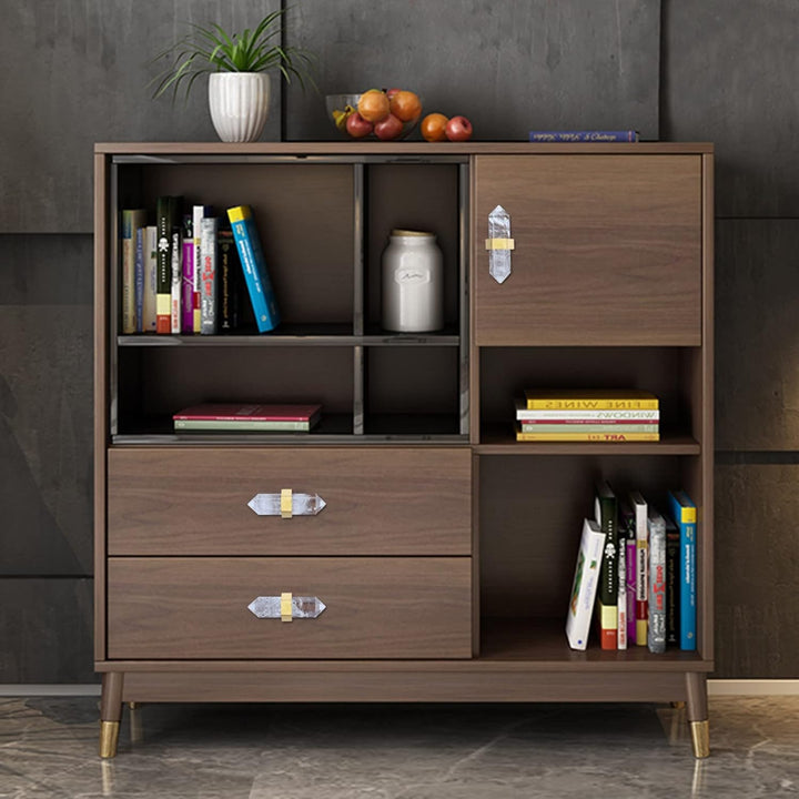 KYEYGWO 2 Stück Bergkristall Heilstein Punkt Möbelknöpfe mit Schrauben, Messing Schubladenknöpfe Kri