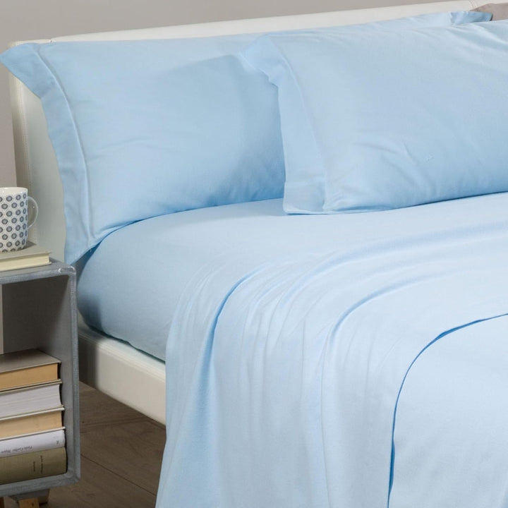Caleffi - Bettwäsche-Set, einfarbig, Flanell, einfarbig, für Doppelbett, Himmel 160 x 190 cm Himmelb
