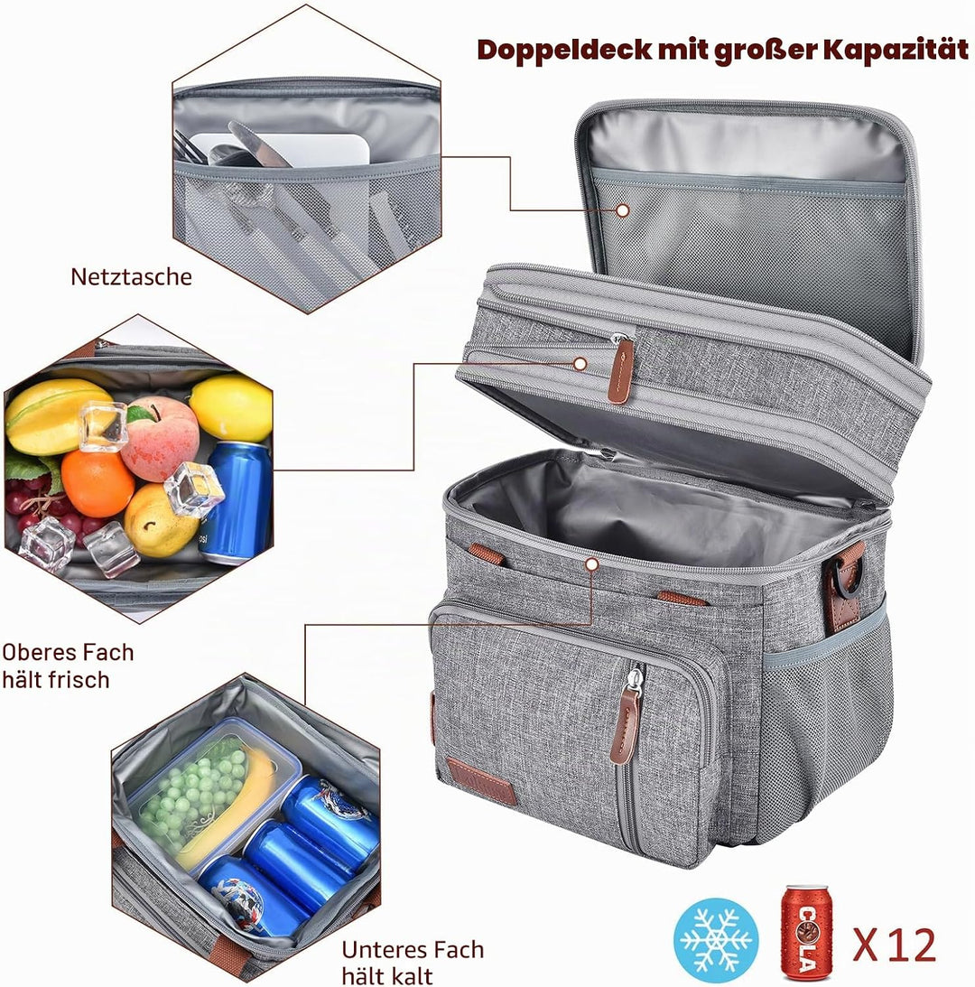MIYCOO Kühltasche Lunchtasche für Männer und Frauen - Doppeldecker Lunchtasche, Mittagessen Tasche -
