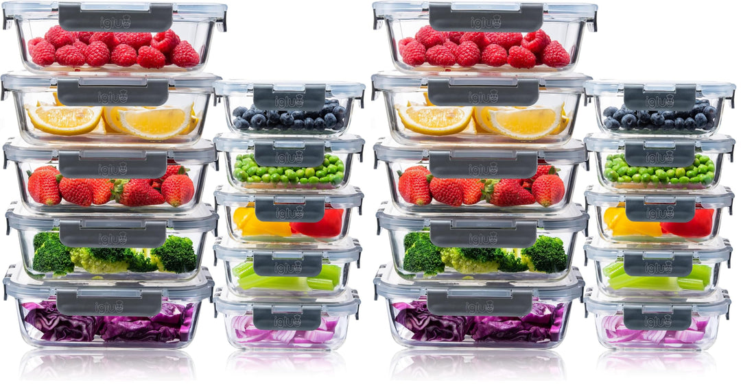 Igluu Meal Prep Glas-Frischhaltedosen mit BPA-freiem Deckel (10er-Pack) – mikrowellen-, ofen-, gefri