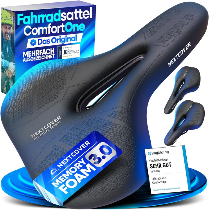 NEXTCOVER® Fahrradsattel mit Memory-Foam 2.0 und [Volume-Air] Federung I maximaler Fahrkomfort I erg