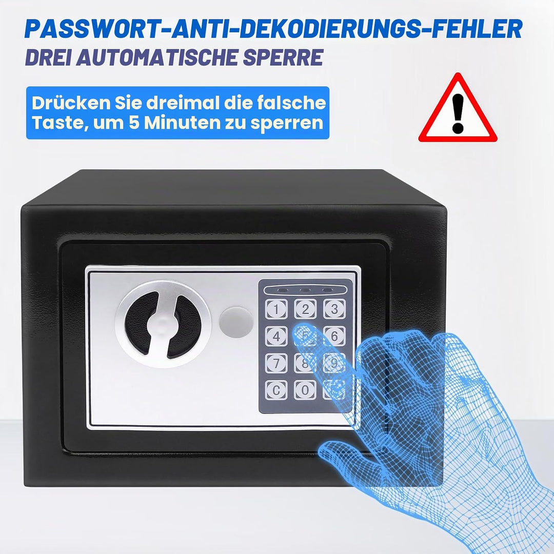 Tresor Feuerfest Wasserdicht Möbeltresor mit Zahlenschloss und 2 Schlüssel Eisenstahl Safe Wandtreso