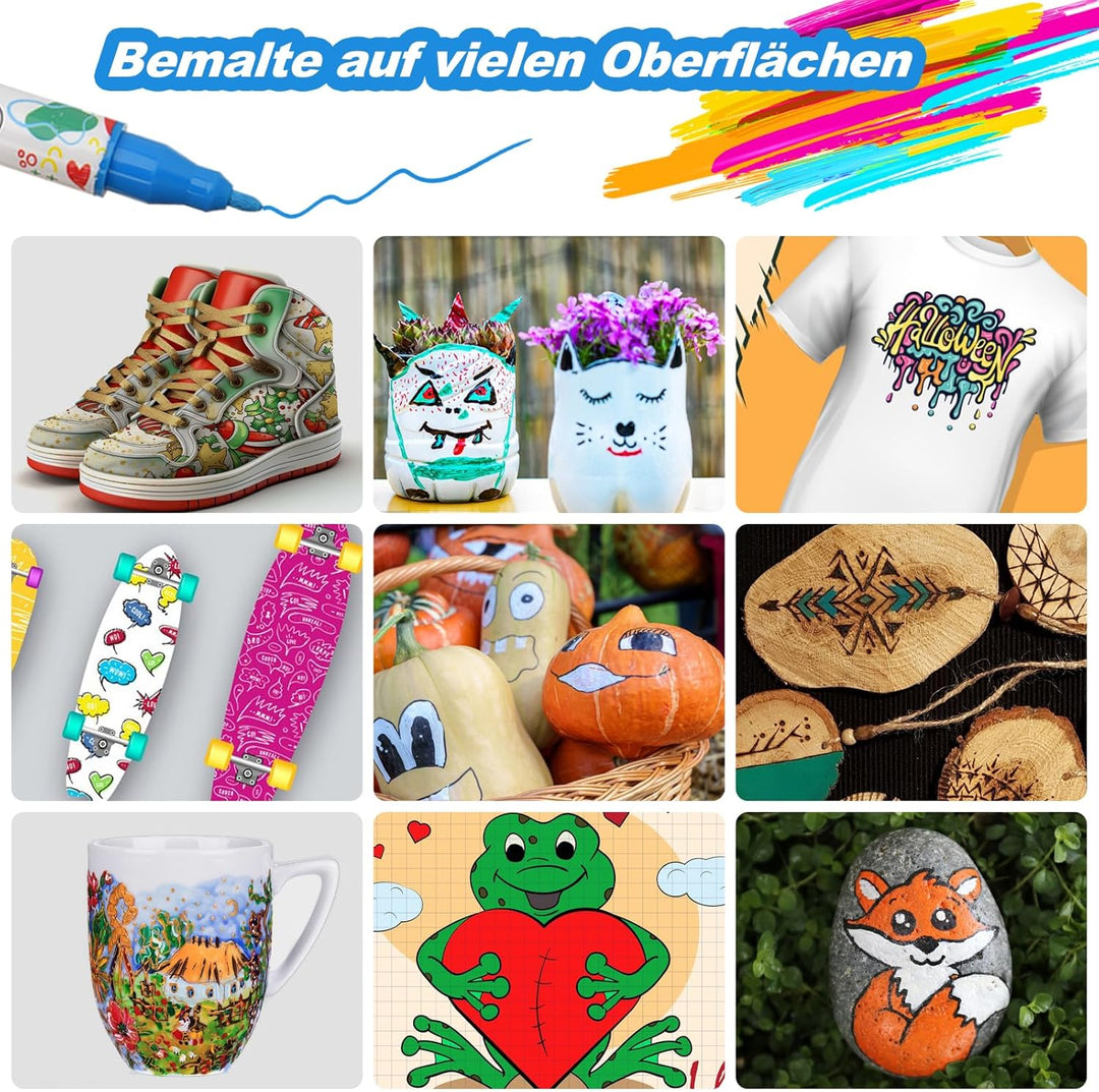 KEMYR 100 Farben Acrylstifte Set mit Doppelspitze, Acrylmarker Wasserfeste für Steine, Holz, Glas &