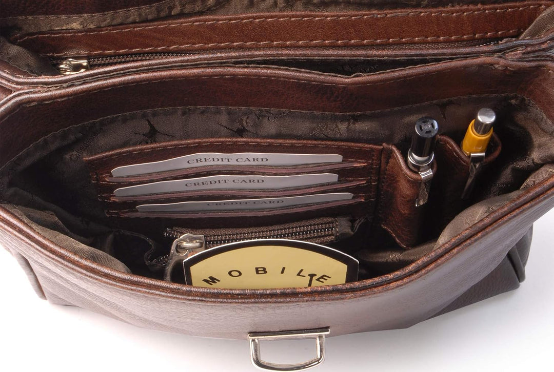 Catwalk Collection Handbags - Damen Leder Umhängetasche - Crossbody Bag/Handtasche Mittelgross - Ver