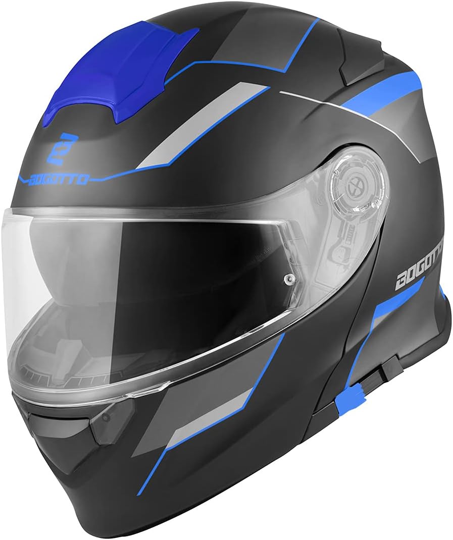 Bogotto V271 Delta Klapphelm XS Schwarz Matt/Blau, XS Schwarz Matt/Blau