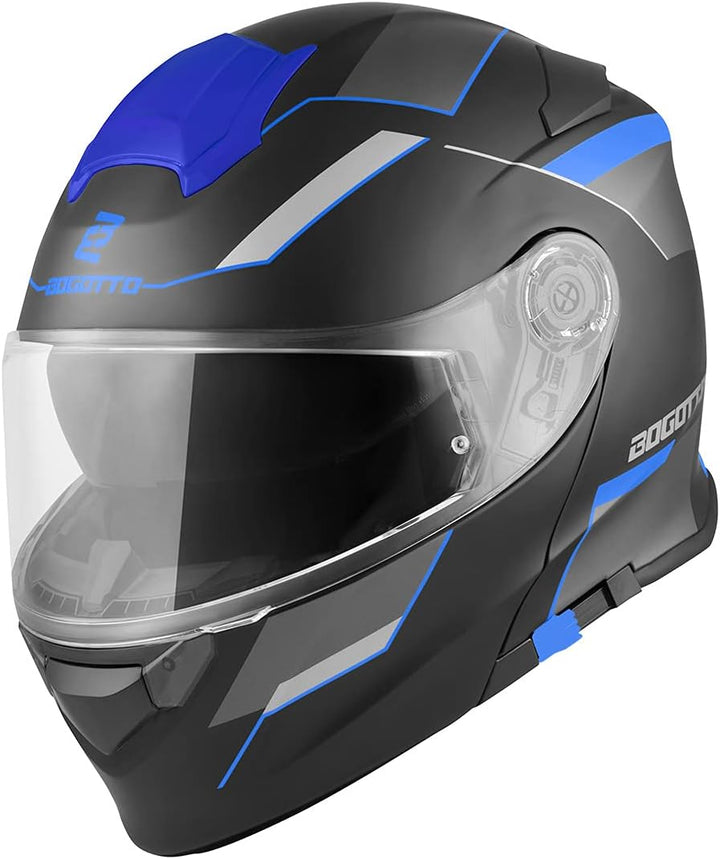 Bogotto V271 Delta Klapphelm XS Schwarz Matt/Blau, XS Schwarz Matt/Blau