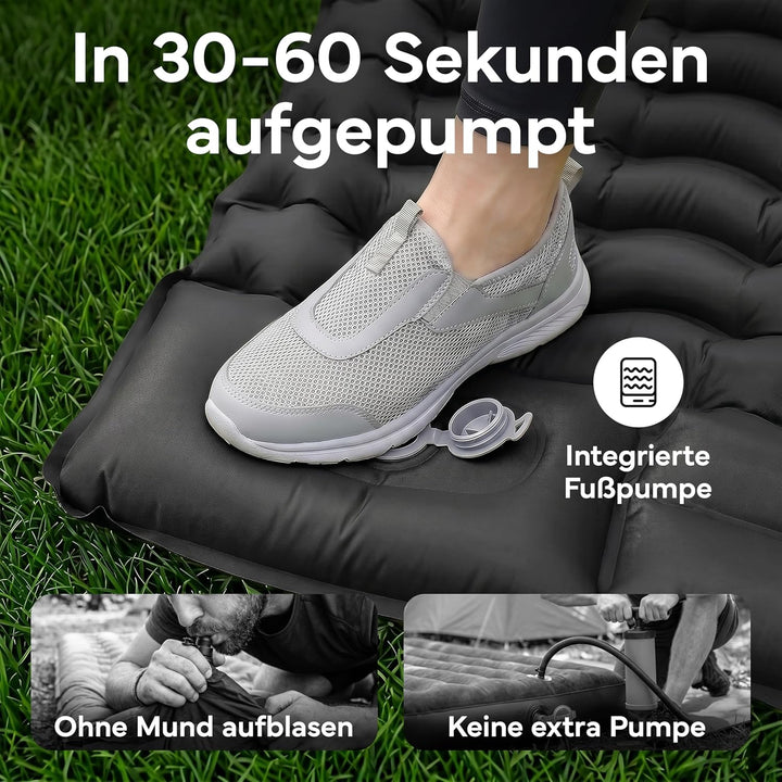 NEOLYMP NORDPINE Isomatte Camping - Integrierte Fusspumpe, Aufblasbar, 10 cm Dick - 200x70 cm, Ultra