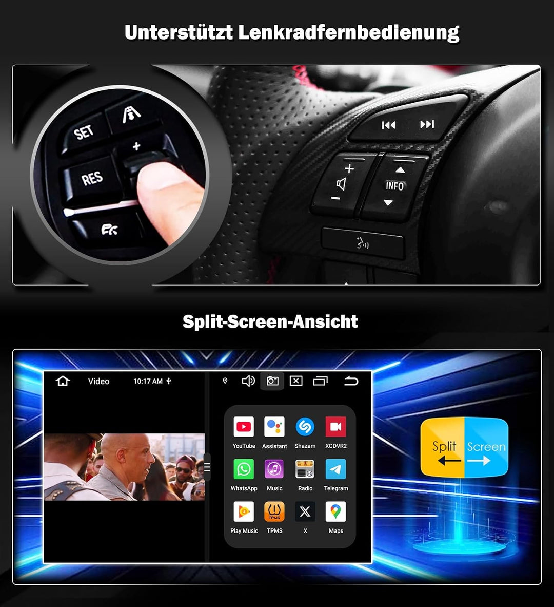 Erisin 8-Kern 4GB+64GB Android 16 GPS Autoradio Bluetooth mit Navigation für FIAT 500/500C/500S 2008