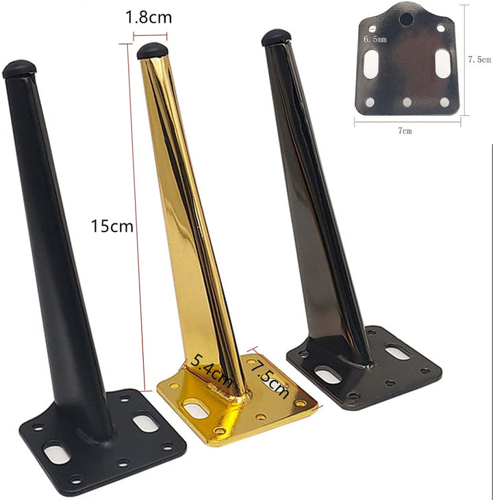 KMERCE 4 Stück Möbelfüsse Metall Dunkelgrau, Schrankfüsse 18cm, Kommodenfüsse, Sofa füsse, Füsse für