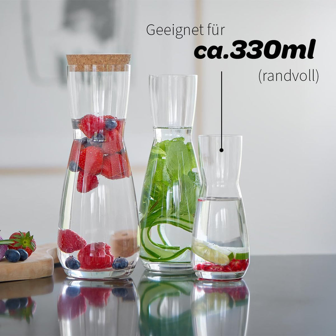 6er Set Mini Karaffe Glas mit Korkdeckel 330 ml – Wein Dekanter Vorratsglas Dekoglas Vase Aufbewahru