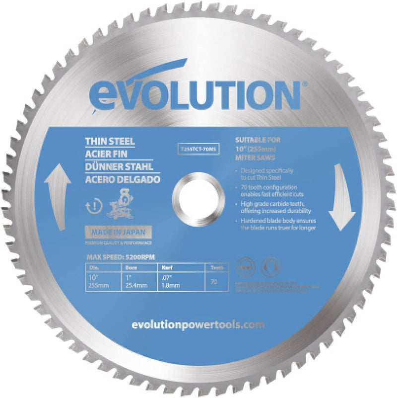 Evolution (T255TCT-70MS) - 255 mm Sägeblatt zum Schneiden von Dünnstahl - Metall-Sägeblatt Hartmetal
