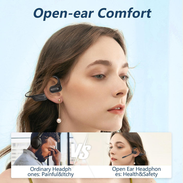 BANIGIPA Bluetooth 5.4 Headset mit Mikrofon, offene Kopfhörer mit Mikrofon, drahtloses Headset mit R