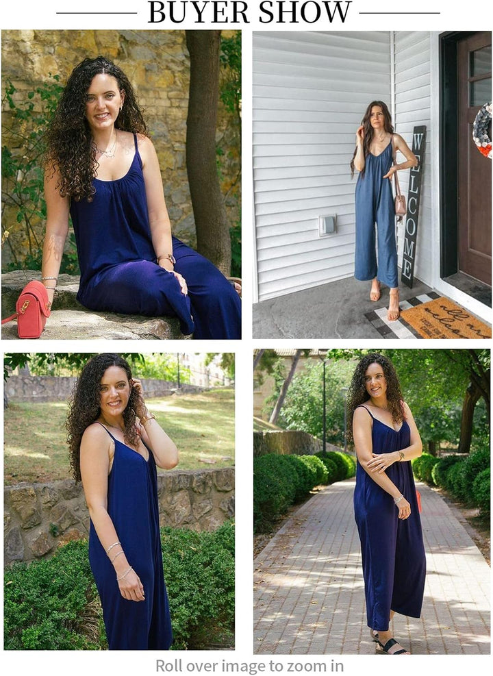 Dokotoo Damen Jumpsuit Ärmellos Jumpsuit Casual Overall Sexy Hosenanzug V-Ausschnitt Playsuit Sommer
