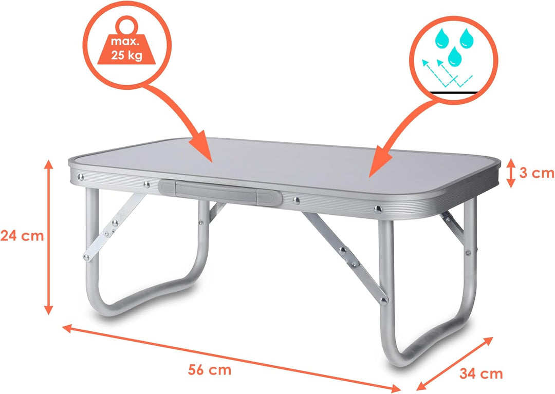 Spetebo Mini Campingtisch weiss klappbar - 56 x 34 cm - Aluminium Klapptisch niedrig - Alu Garten Pi