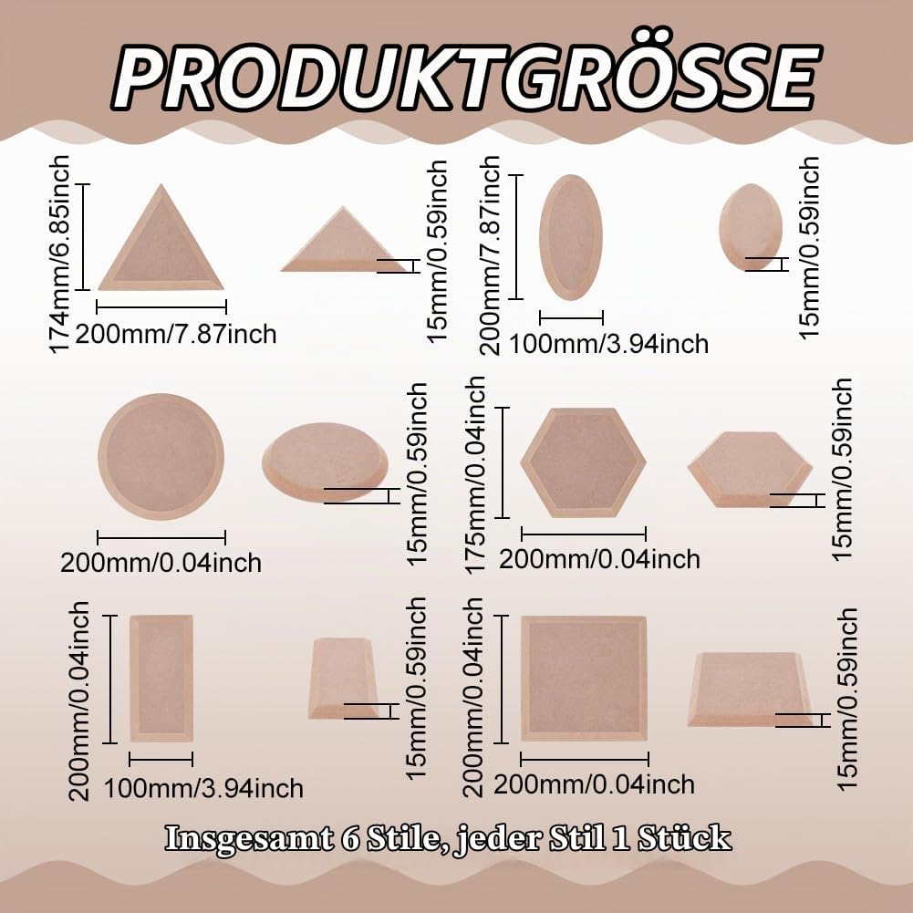 UNICRAFTALE 6 Stück 6 Stile Töpferformen Keramikplatten Formformen Holz Keramik Ton Bastelformen Set
