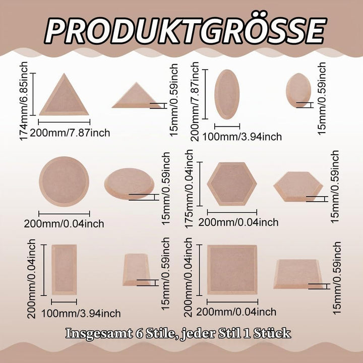 UNICRAFTALE 6 Stück 6 Stile Töpferformen Keramikplatten Formformen Holz Keramik Ton Bastelformen Set