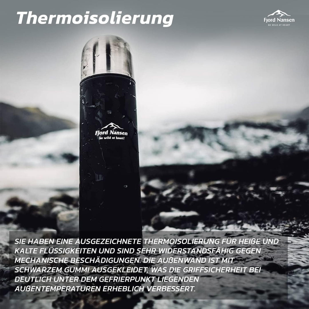 FJORD NANSEN Honer Thermosflasche Isolierte Trinkflasche aus Edelstahl mit Trinkbecher | Vakuum-Ther