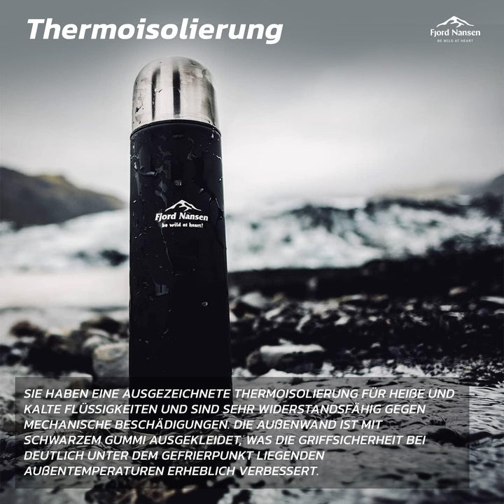 FJORD NANSEN Honer Thermosflasche Isolierte Trinkflasche aus Edelstahl mit Trinkbecher | Vakuum-Ther