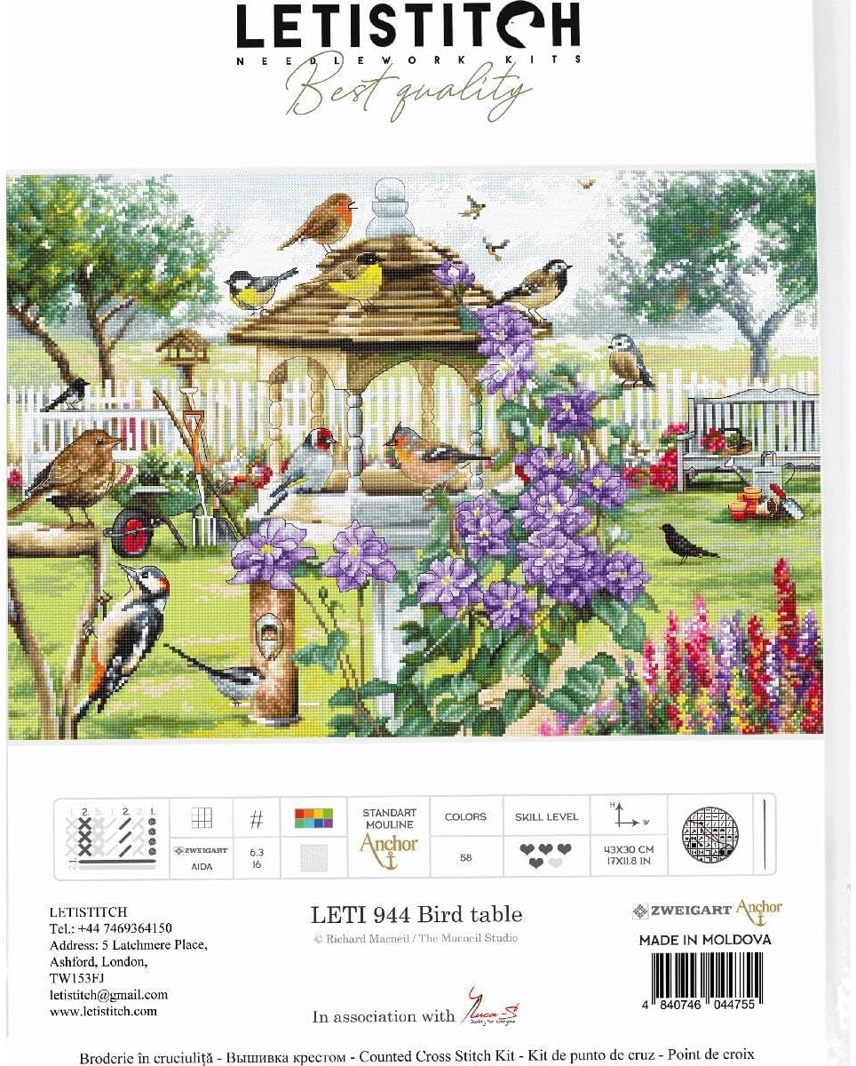Letistitch Leti944 Kreuzstich Set, Mehrfarbig, 43x30cm
