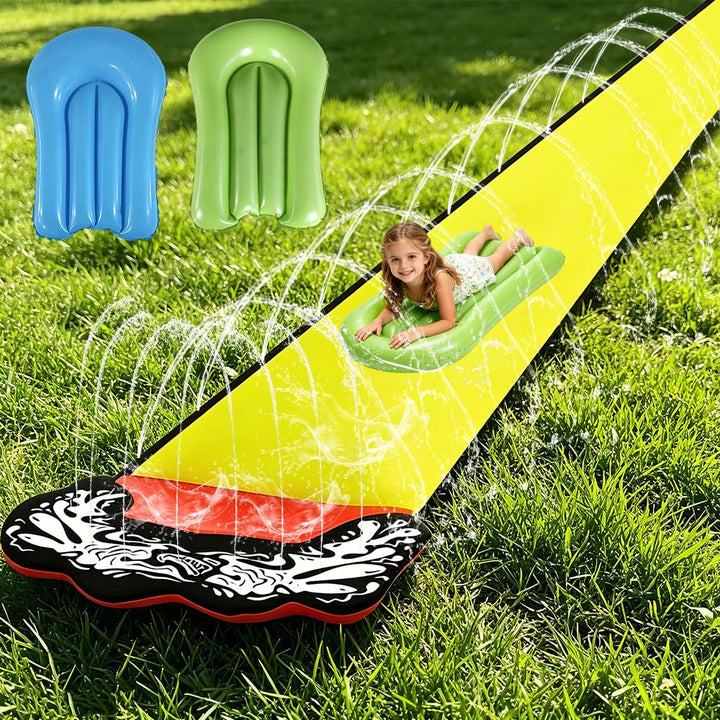 15.8 ft/480 Wasserrutsche Garten für Kinder, Wasserrutschmatte mit 2 Bodyboards, Rasenwasserrutschen