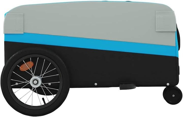 Mangloder Fahrradanhänger schwarz und grün robust aus Eisen mit Deichsel für Transport, Camping, Fam