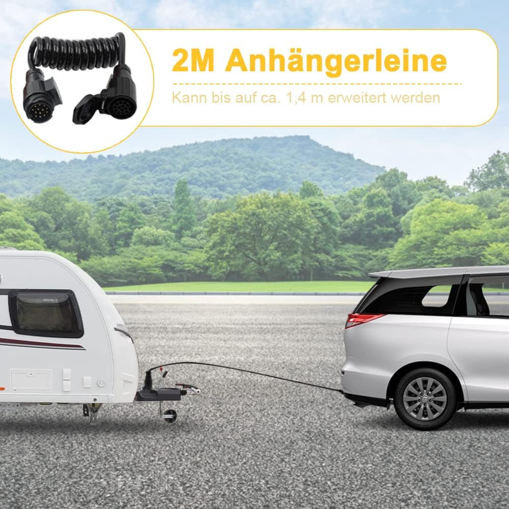 Sun3drucker 13-polig Anhänger Verlängerungskabel Stecker Adapter - 2M Anhänger Adapterkabel Kupplung