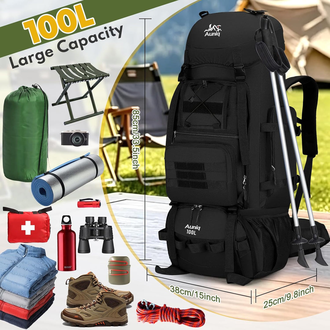 Wanderrucksack 100L, Herren Damen Wasserdichter Trekkingrucksack Reiserucksack Outdoor Wandern Rucks