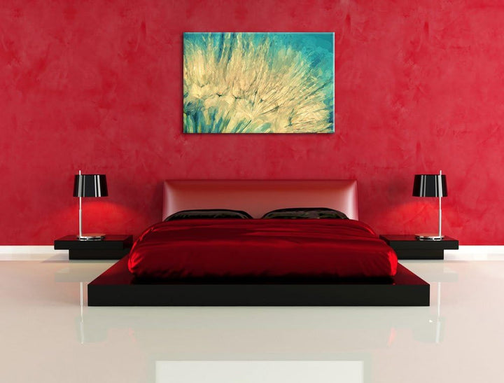 Pusteblume Pinsel Effekt, Format: 100x70 auf Leinwand, XXL riesige Bilder fertig gerahmt mit Keilrah