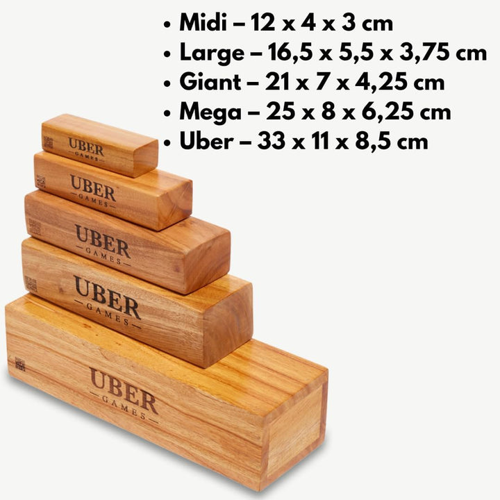 Hartholz Wackelturm XXL bis 250cm - Stapelturmspiel : das härteste Holz auf dem Markt - 100% Indien
