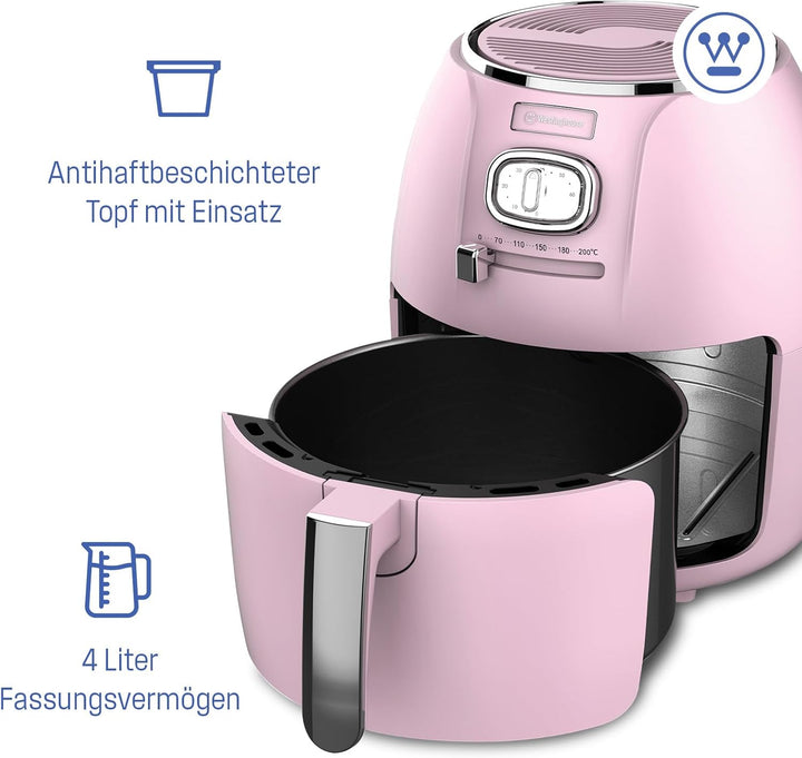 Westinghouse Retro Serie Airfryer, 4L, Heissluftfritteuse, 1500 W, Schnell & einfach, antihaftbeschi