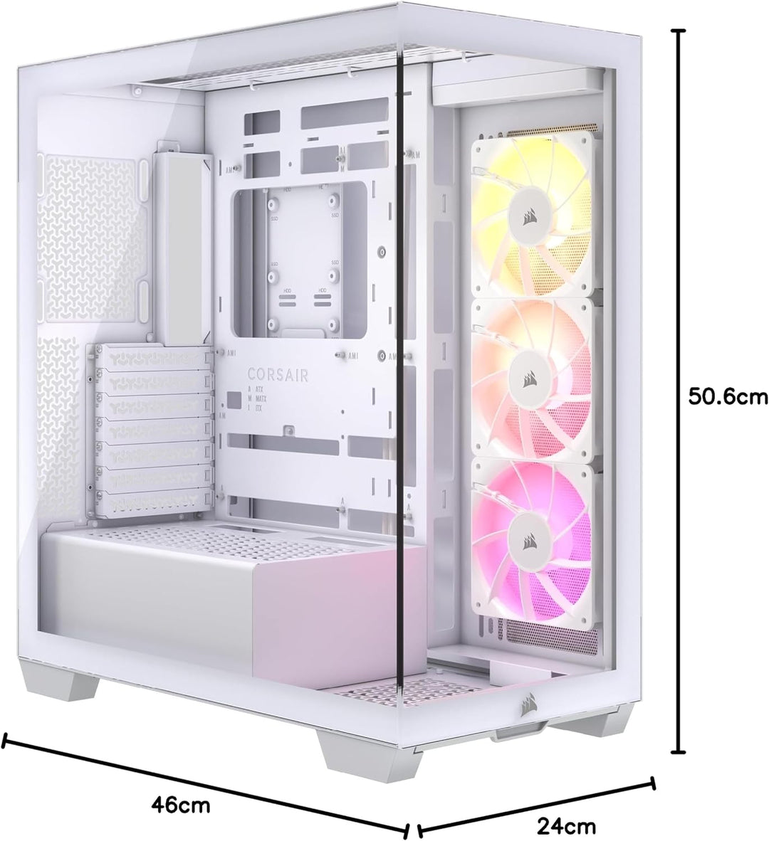 CORSAIR 3500X ARGB Mid-Tower ATX PC-Gehäuse - Gehärtetes Panorama-Glas - Umgekehrte Verbindung Mothe