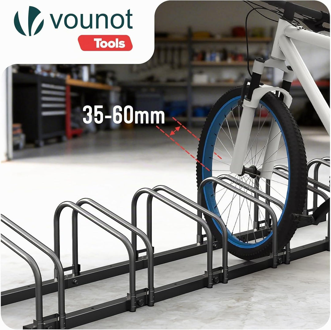 VOUNOT® Fahrradständer, für 5 Fahrräder, Boden und Wandmontage, Aufstellständer Mehrfachständer, Sch