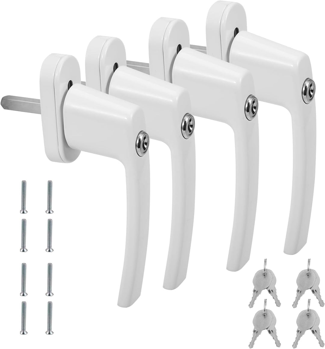 Eulenke Abschliessbarer Sicherheitsfenstergriff - 4er Pack Weiss inklusive 8 Schlüssel und Schrauben