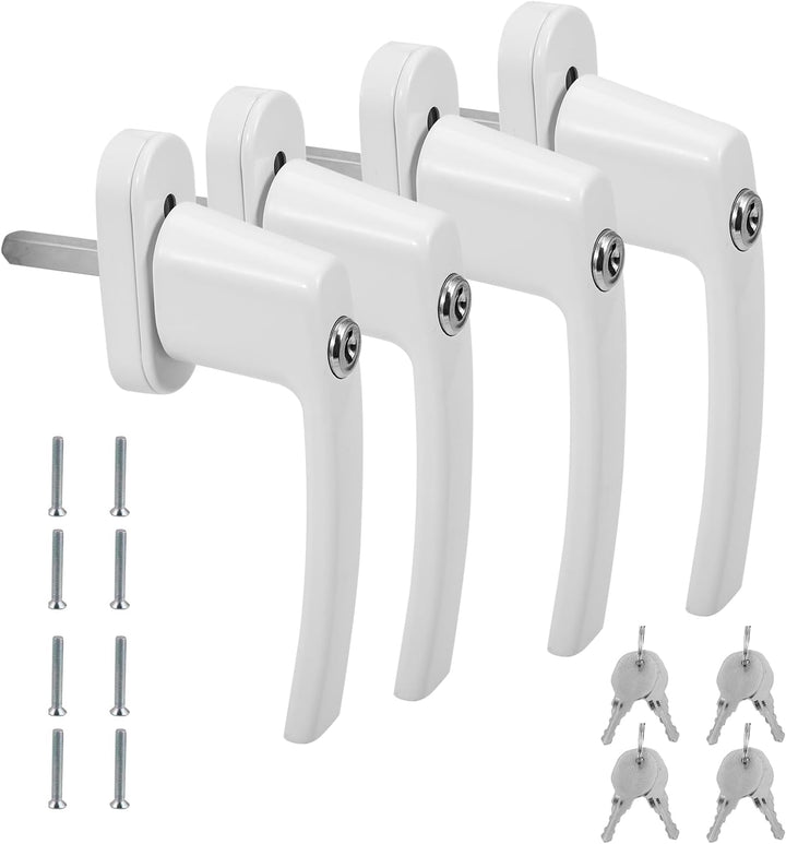 Eulenke Abschliessbarer Sicherheitsfenstergriff - 4er Pack Weiss inklusive 8 Schlüssel und Schrauben
