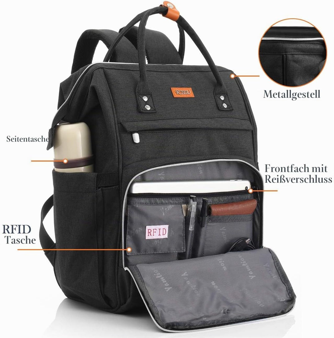 Rucksack Damen, Rucksack Schule mit 15.6 Zoll Laptopfach &amp; USB-Ladeanschluss,Schulrucksack Mädchen T