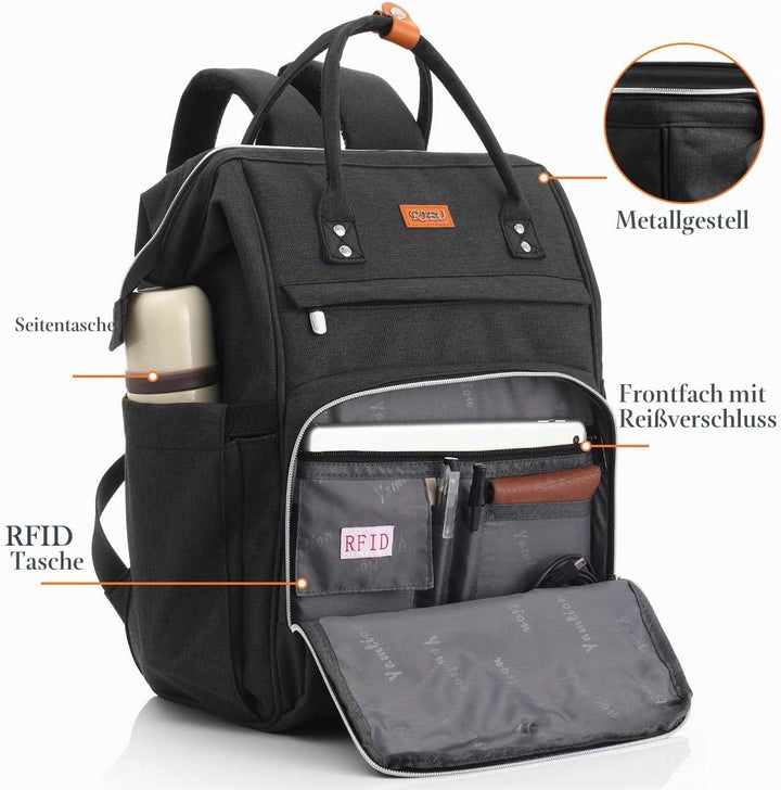Rucksack Damen, Rucksack Schule mit 15.6 Zoll Laptopfach &amp; USB-Ladeanschluss,Schulrucksack Mädchen T