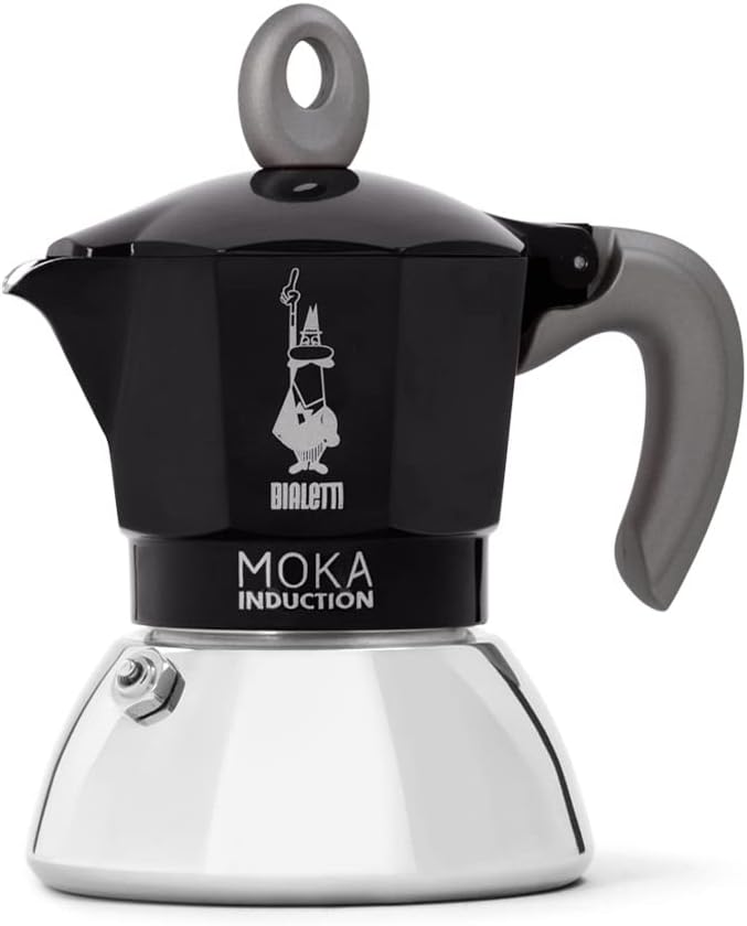 Bialetti - Moka Induction, Moka-Kanne, Geeignet für Alle Herdarten, 2 Tassen Espresso (100ml), Schwa