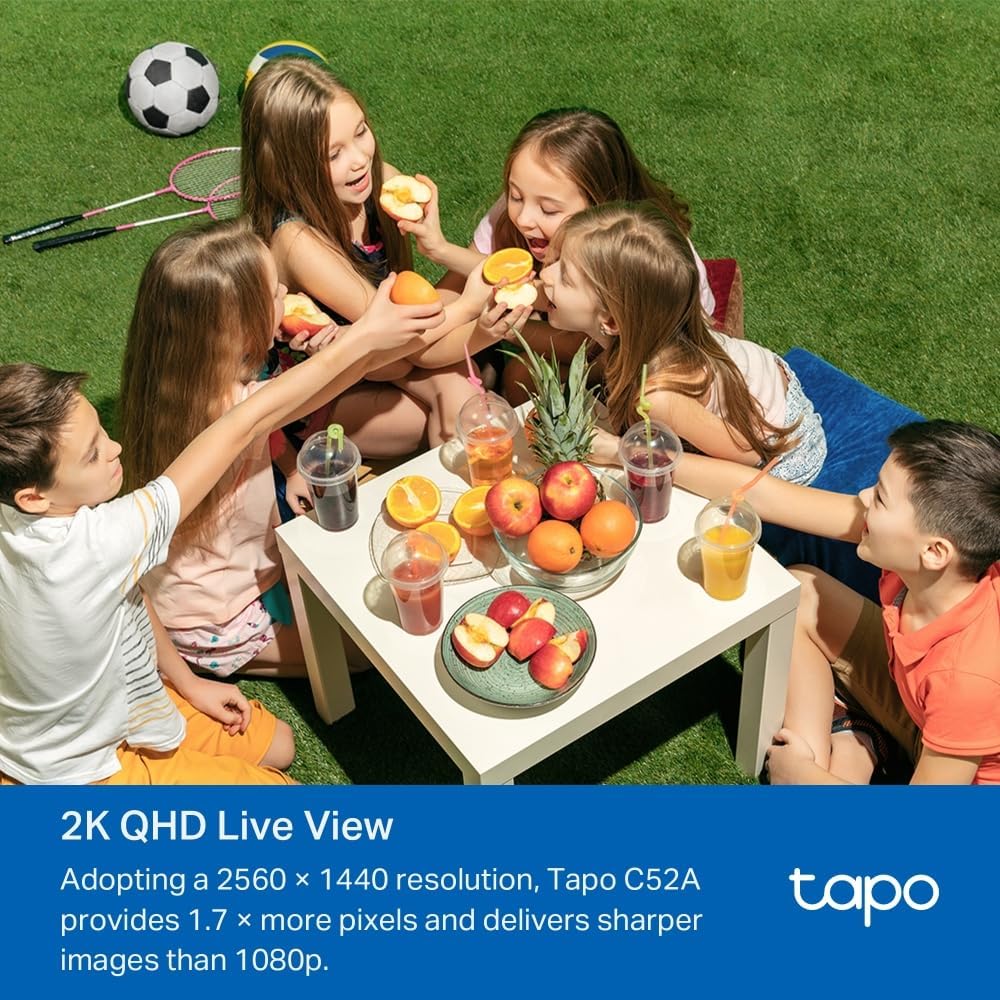 Tapo C52A 360° Überwachungskamera Aussen, 2K 4MP, Starlight Farbe Nachtsicht, KI-Erkennung, Bewegung