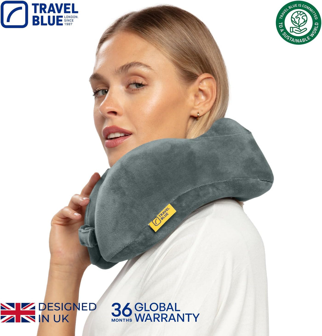 Travel Blue Reisekissen Memory Foam - Bequemes Memory Foam Kissen mit weichem Bezug, hervorragende K