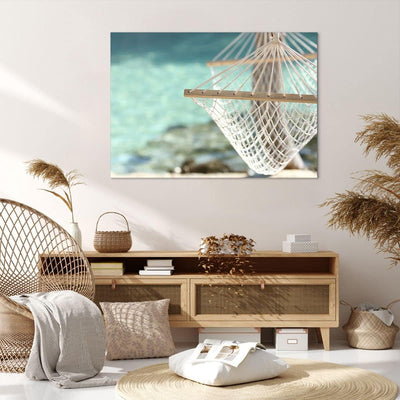 Bilder auf Leinwand 100x70cm Leinwandbild Reise hängematte tropisch strand Gross Wanddeko Bild Schla