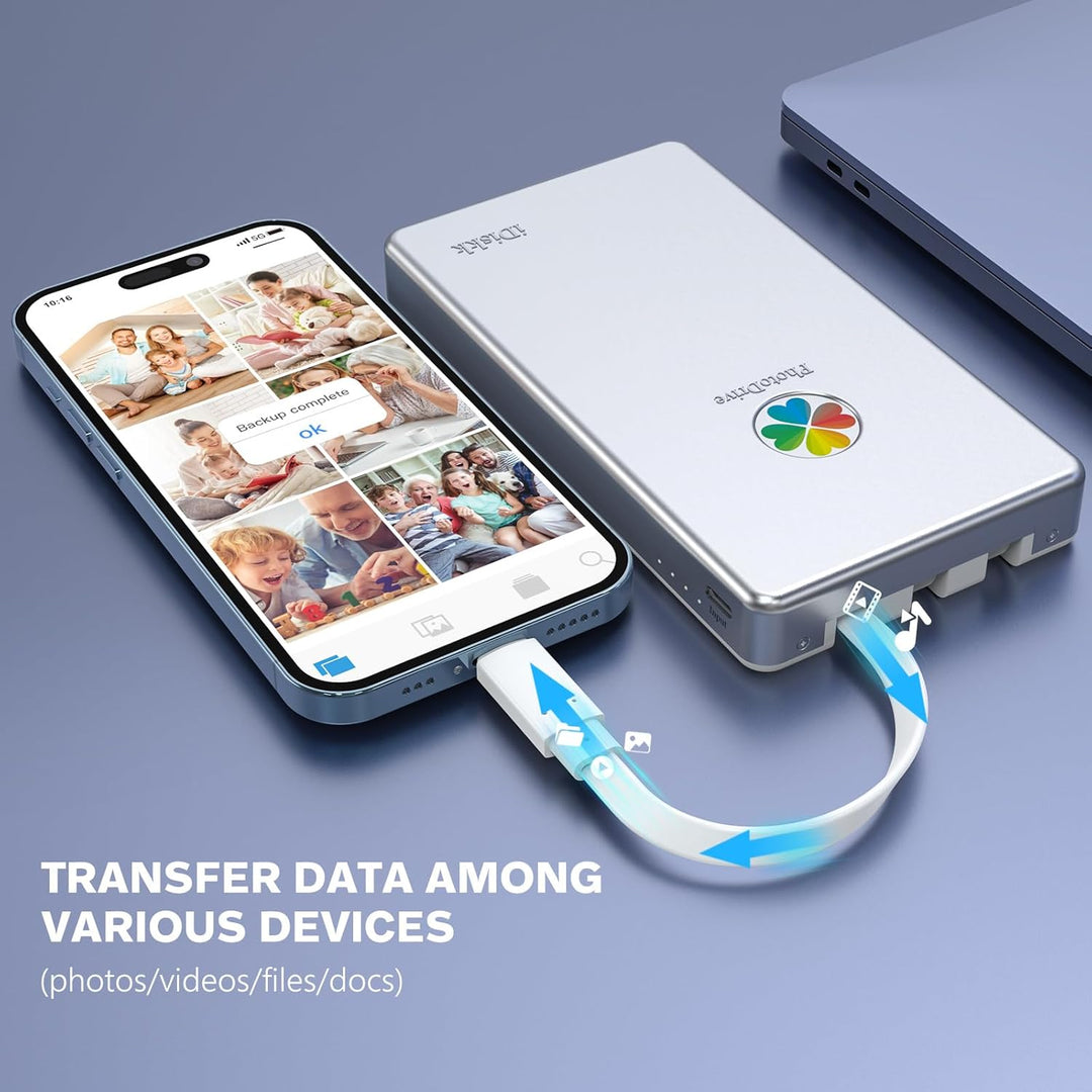 iDiskk 4 TB (4000 GB) Externe Lightning-Festplatte für iPhone, MFi-zertifizierte 3-in-1-iPhone-HDD,