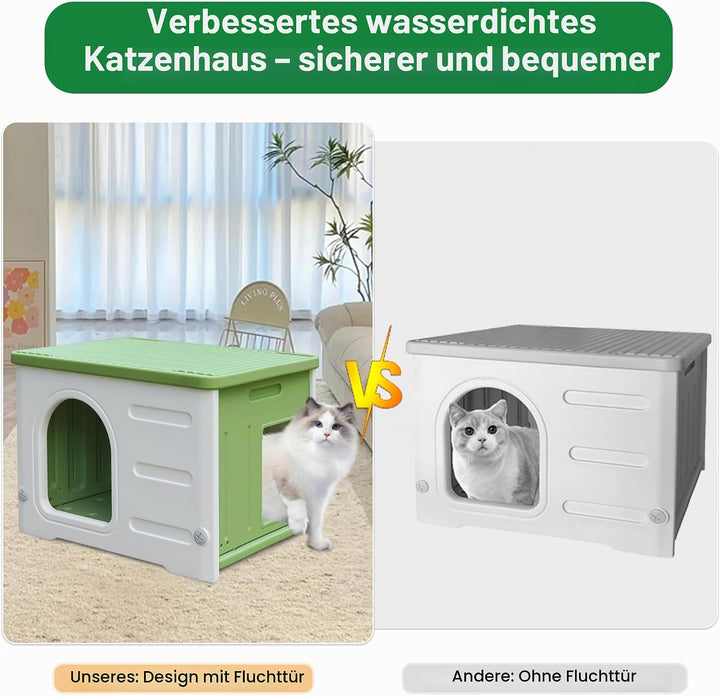 Kunststoff-Katzenhaus für Outdoor Indoor-Gebrauch, stapelbar verwilderte Katze Unterschlupf Indoor-K