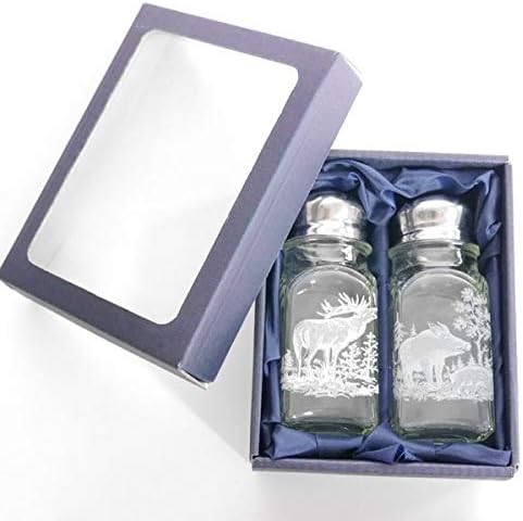 GTK - Geweihe &amp; Trophäen KRUMHOLZ Salz &amp; Pfeffer Streuer Set mit Jagdmotiv