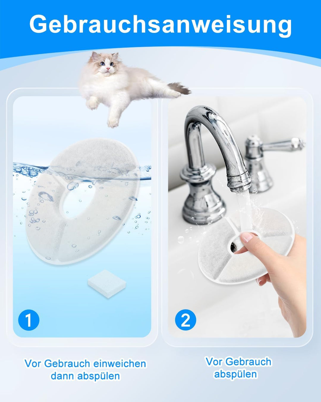12+12 Stück Katzenbrunnen Filter für FEELNEEDY FN-W23 Trinkbrunnen, Trinkbrunnen Filter für 3L Trink