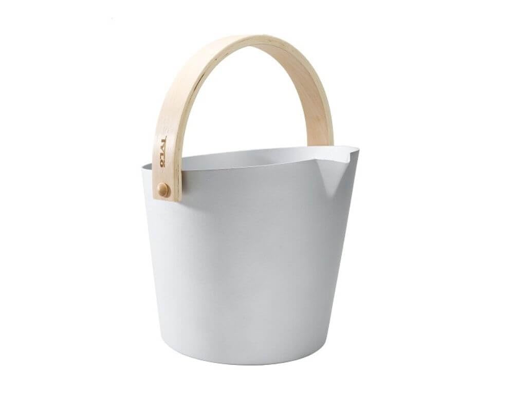 Tylö Saunakübel Brilliant Silver Grey, gefertigt aus eloxiertem und sandgestrahltem Aluminium