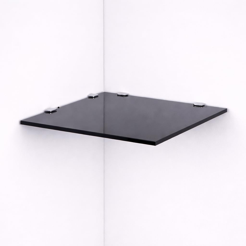 Euro Tische Glas Eckregal 35 x 35 cm, Wandregal für Badezimmer, Duschregal Bad, Glas Badregal mit 6m