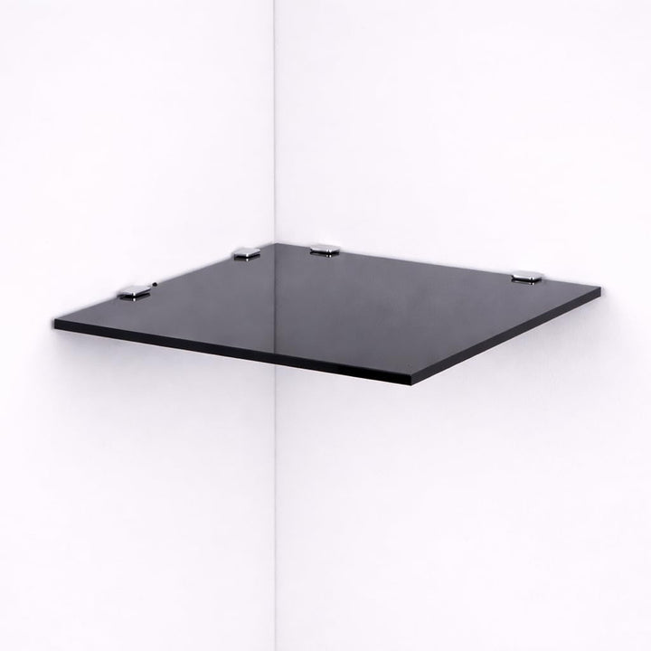 Euro Tische Glas Eckregal 35 x 35 cm, Wandregal für Badezimmer, Duschregal Bad, Glas Badregal mit 6m