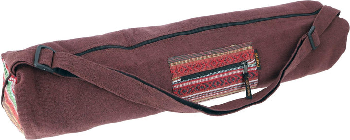 GURU SHOP Boho Yogamatten-Tasche, Yogatasche aus Nepal - Schwarz, Herren/Damen, Baumwolle, 70x24x14